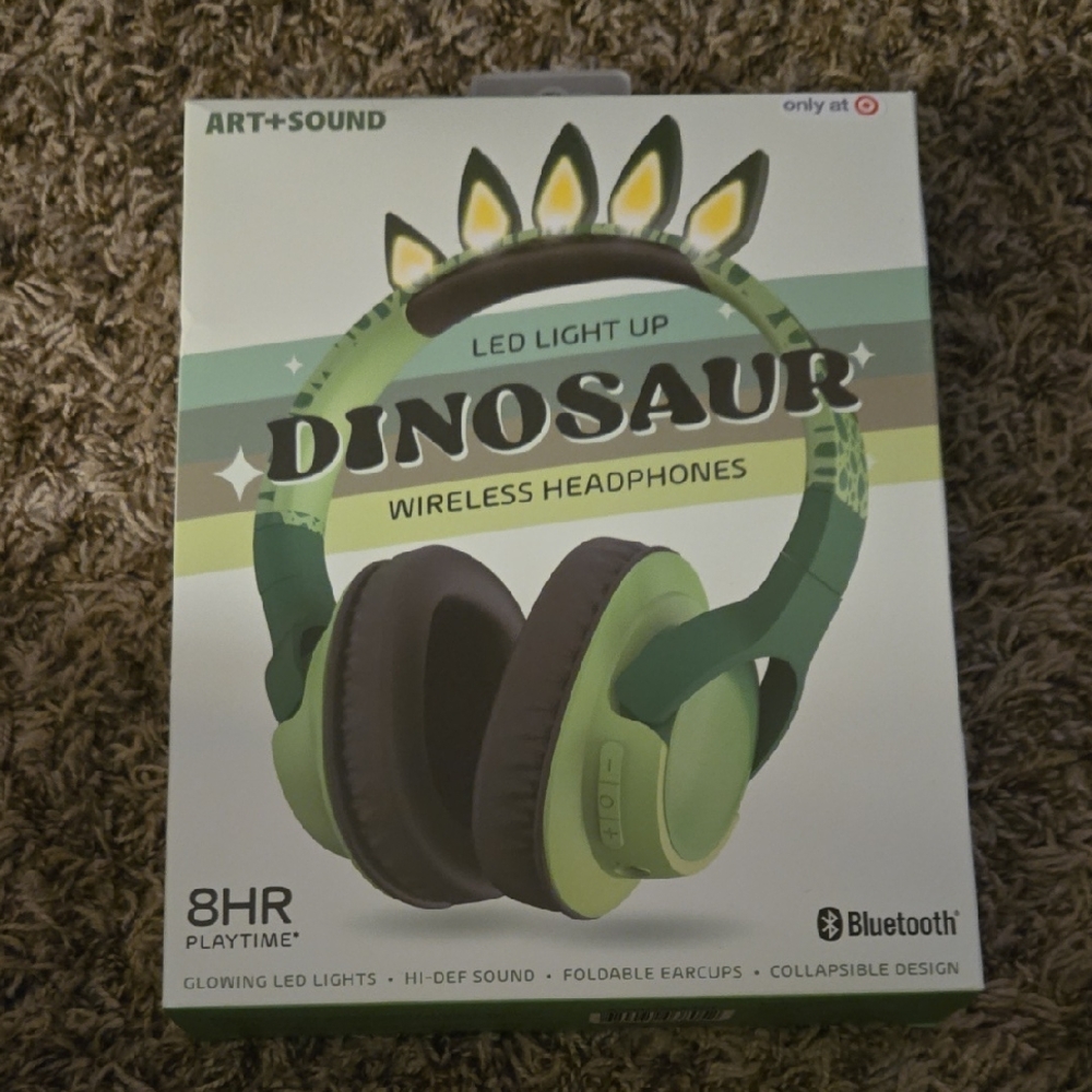 LED Light Up Dinosaur Headphones - Green